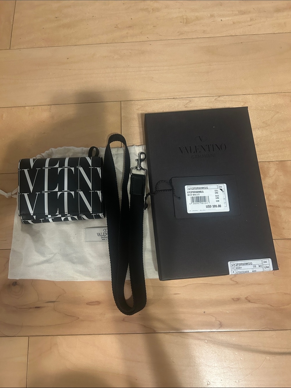 Valentino Garavani Black & White VLTN Logo Crossbody Wallet
